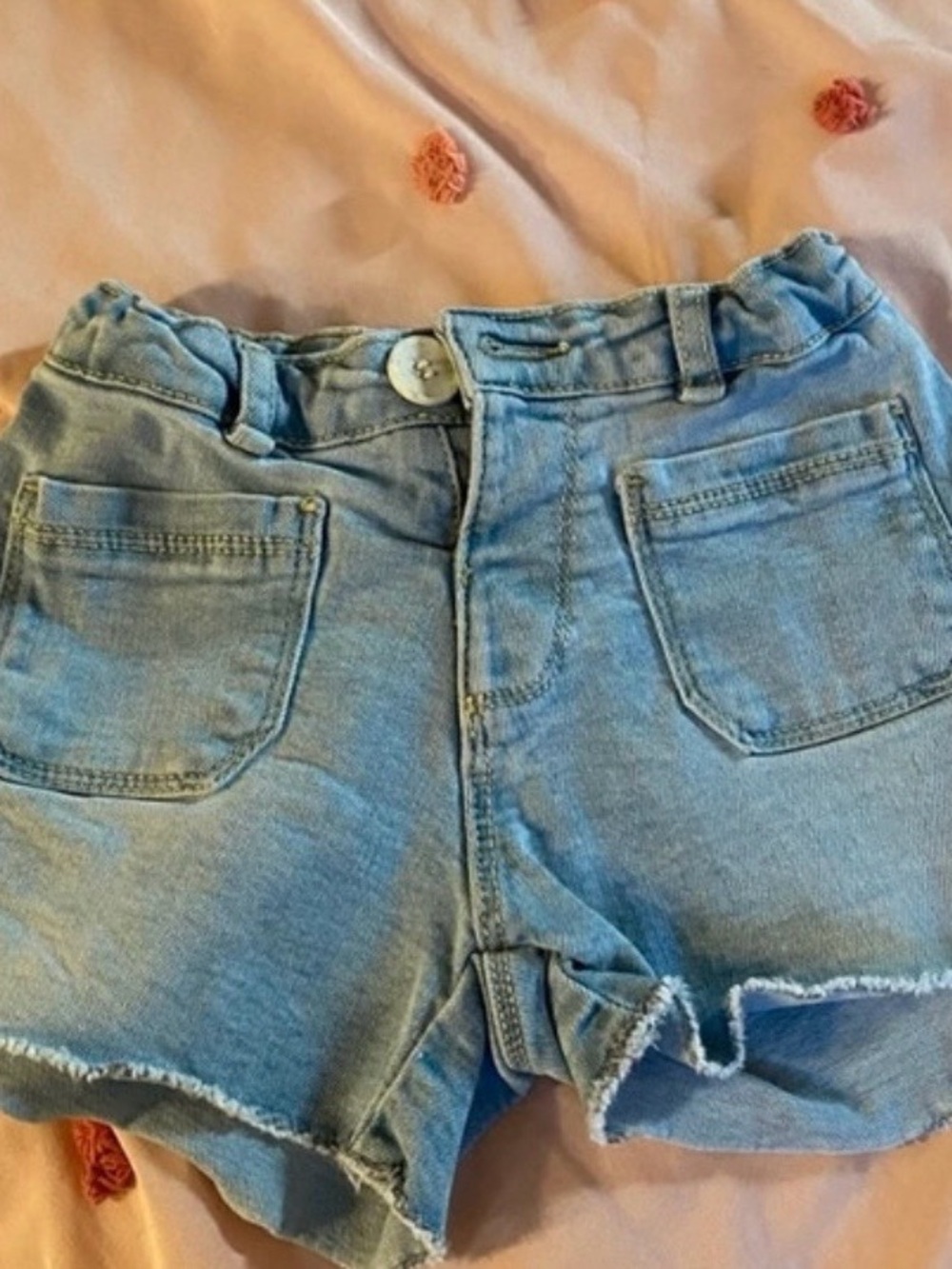 Zara Light Blue Denim Women's Shorts with Frayed Hem